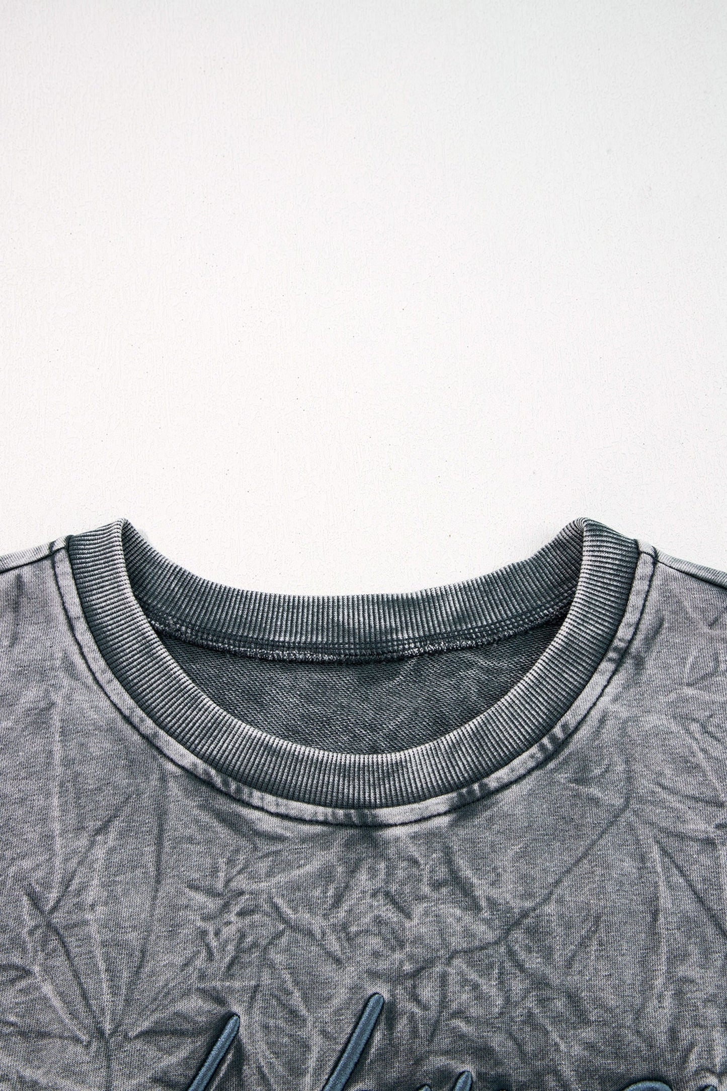 High-rise Mineral Wash Loose Sweatshirt Letter Embroidery
