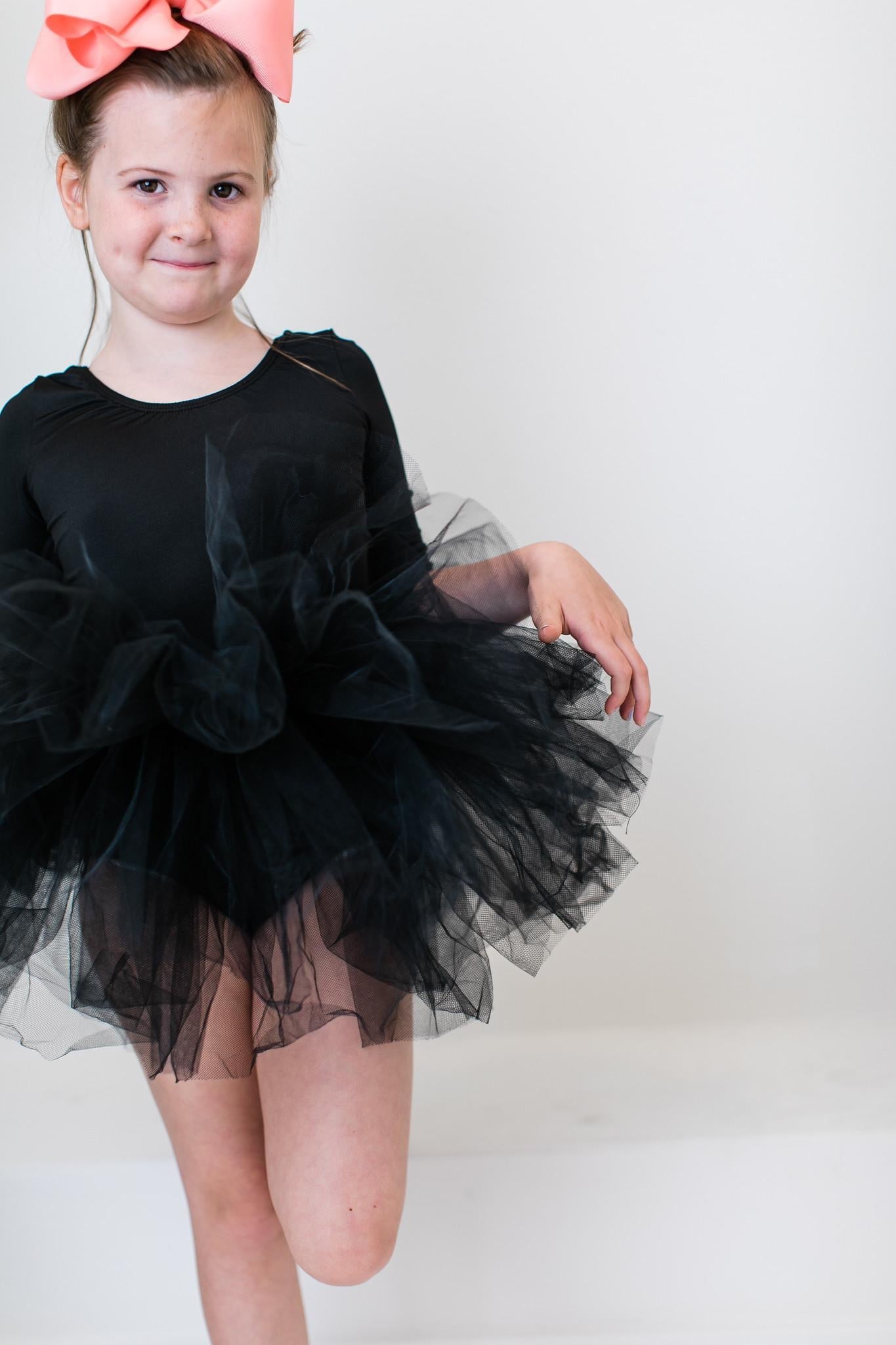 Black 3/4 Sleeve Tutu Leotard Mila & Rose
