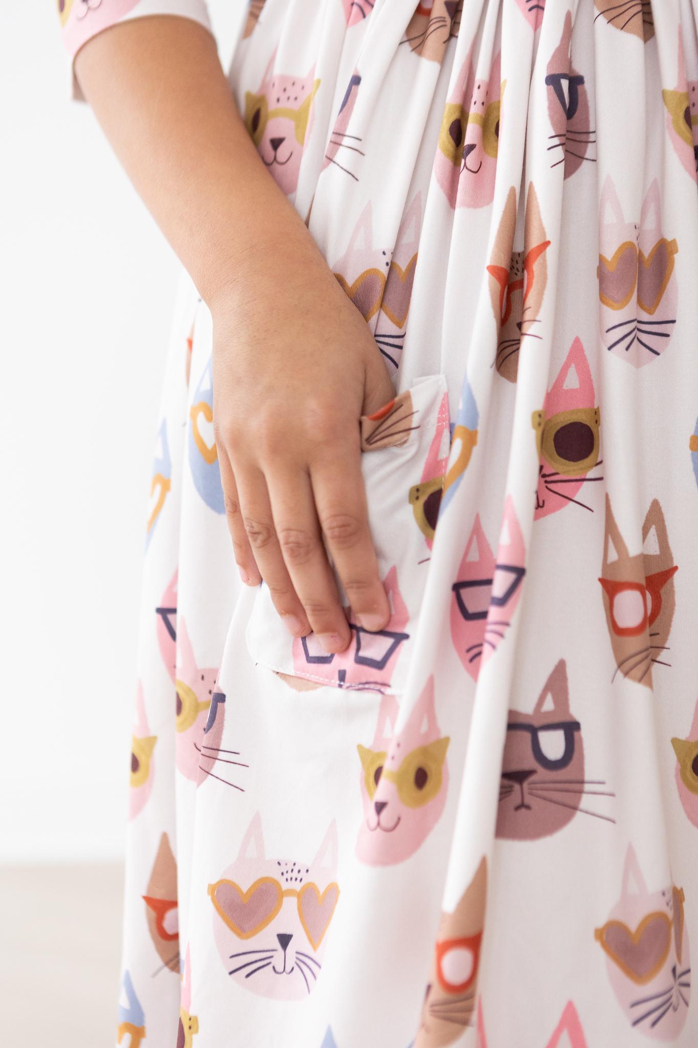 Cattitude 3/4 Sleeve Pocket Twirl Dress Mila & Rose