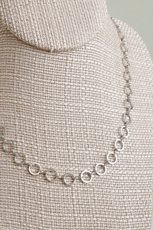 Circle Hoops Chain Link Dainty Necklace Gold Silver