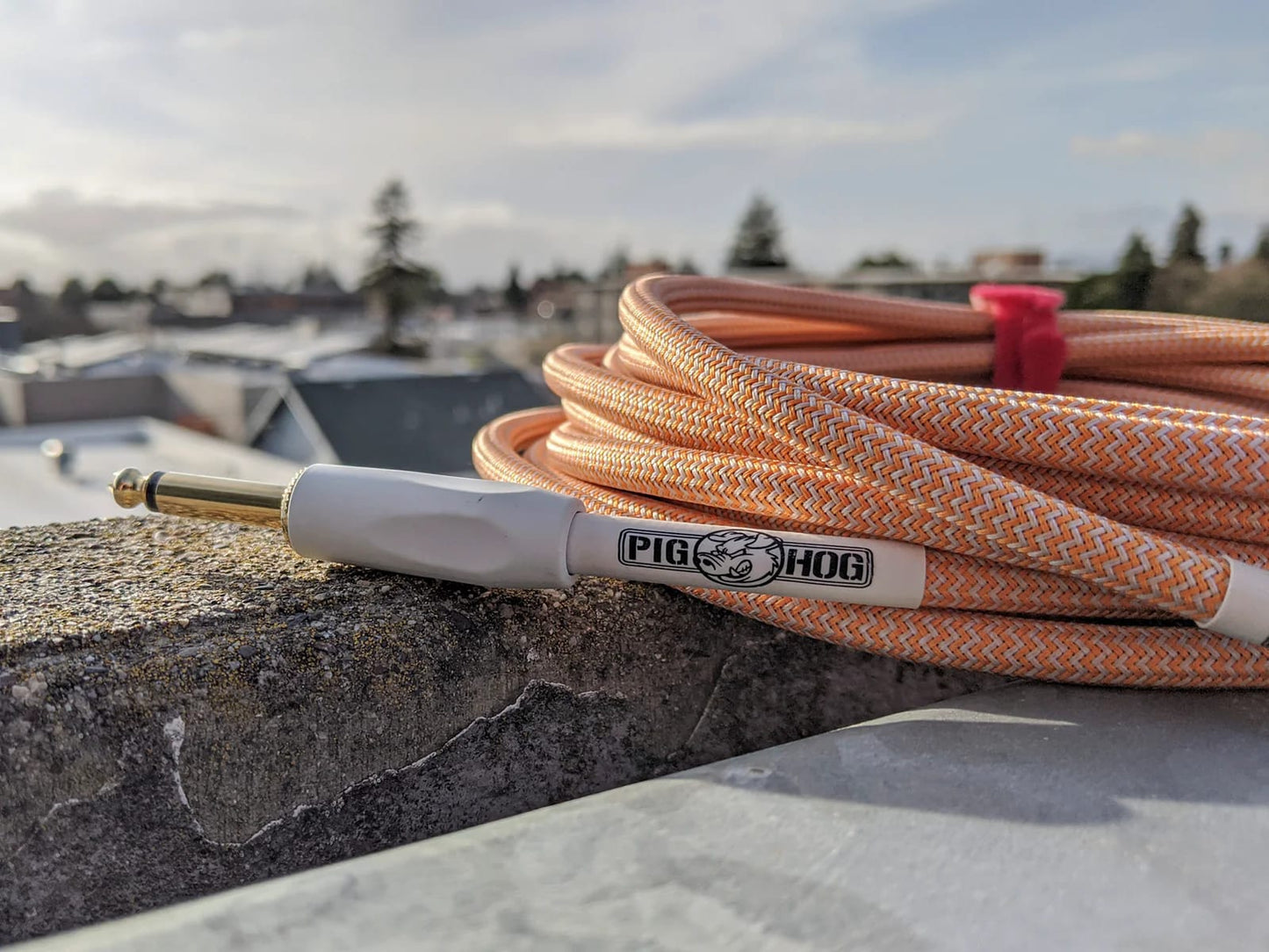 Instrument Cable 20ft Right Angle Pig Hog Orange Crème 2.0