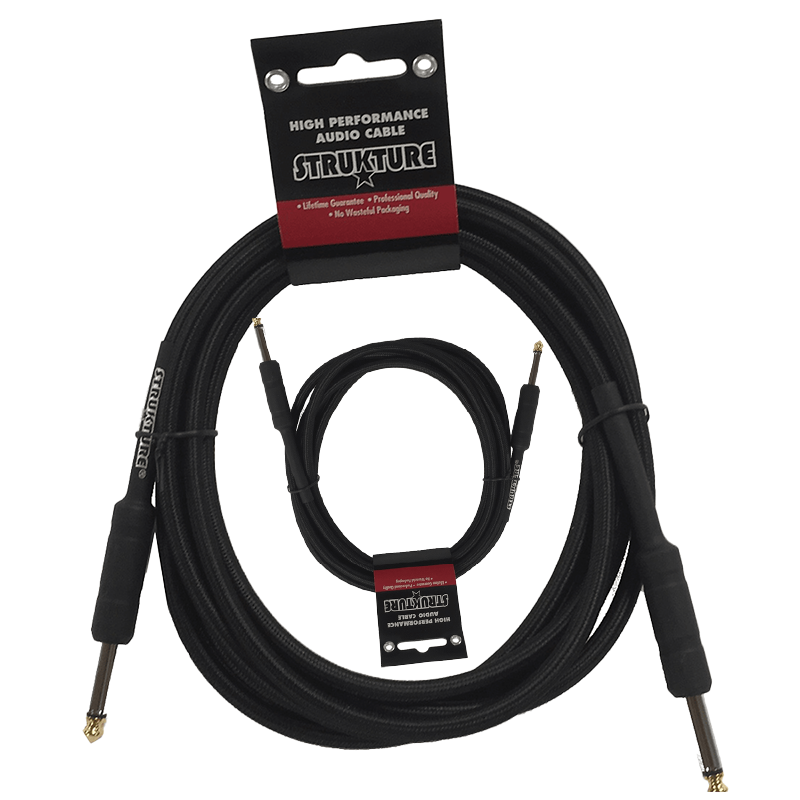 Black 6MM Woven 10ft Instrument Cable 1/4' to 1/4' Strukture