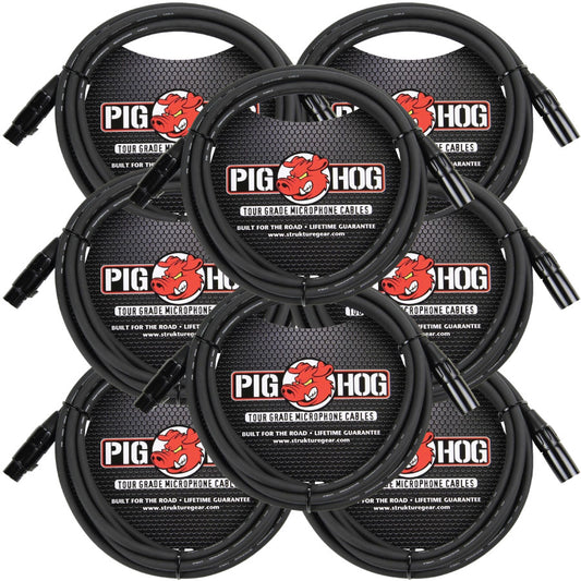 8mm Microphone Cable XLR 15FT 8 Pack Pig Hog PHM15