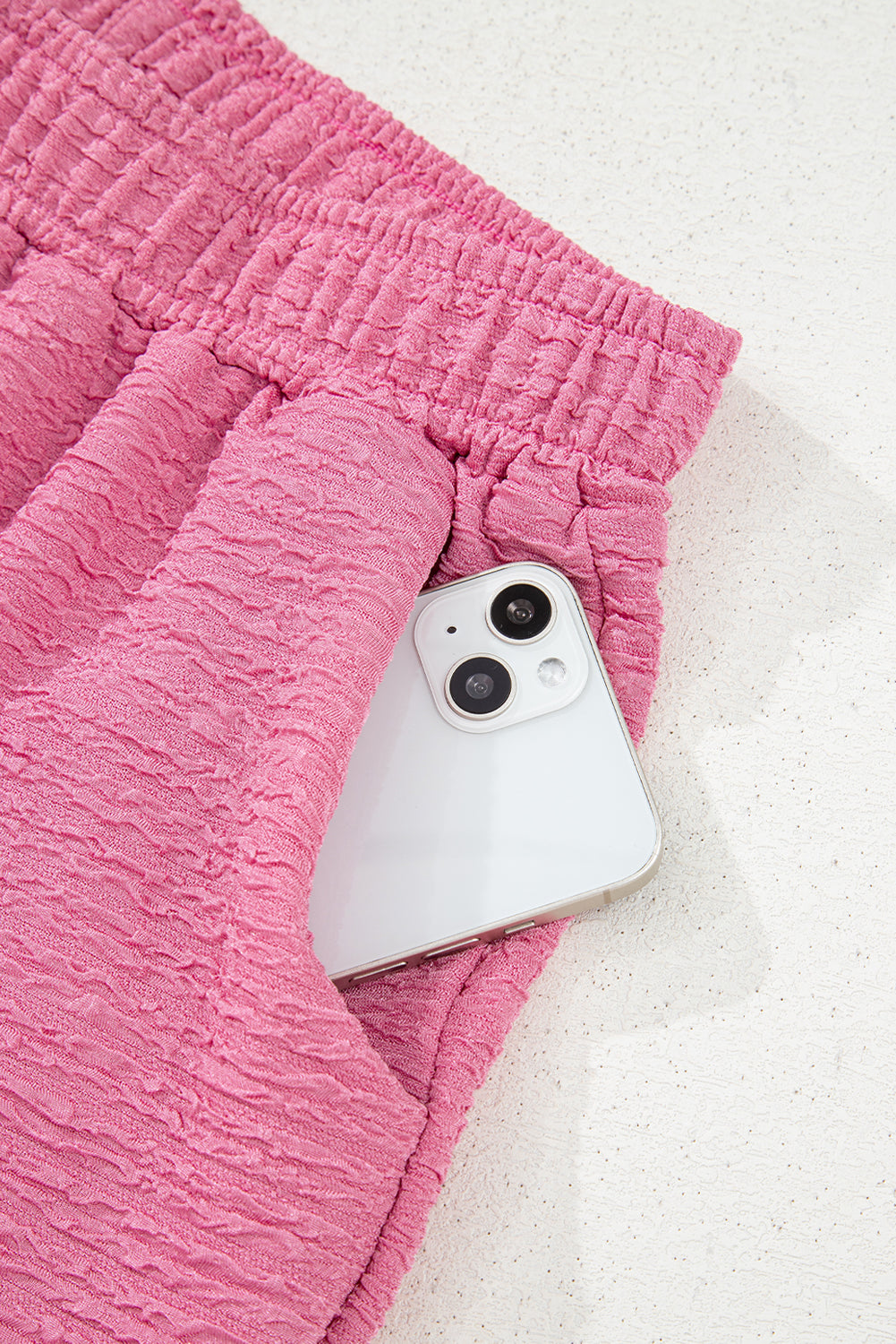 Luxury Textured V Neck T Shirt and Shorts Set