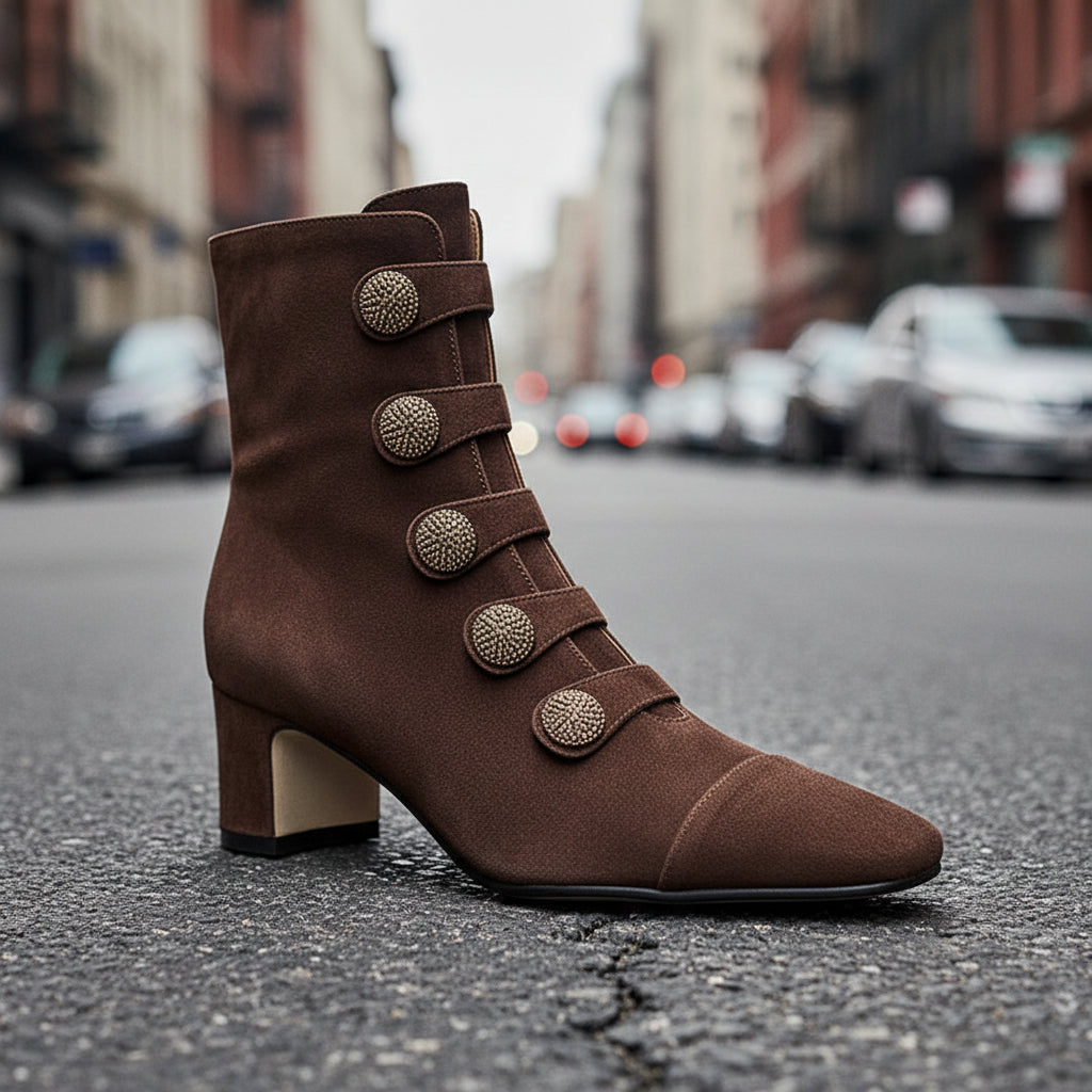Retro Suede Chunky-Heel Side-Zip Ankle Boots Women’s