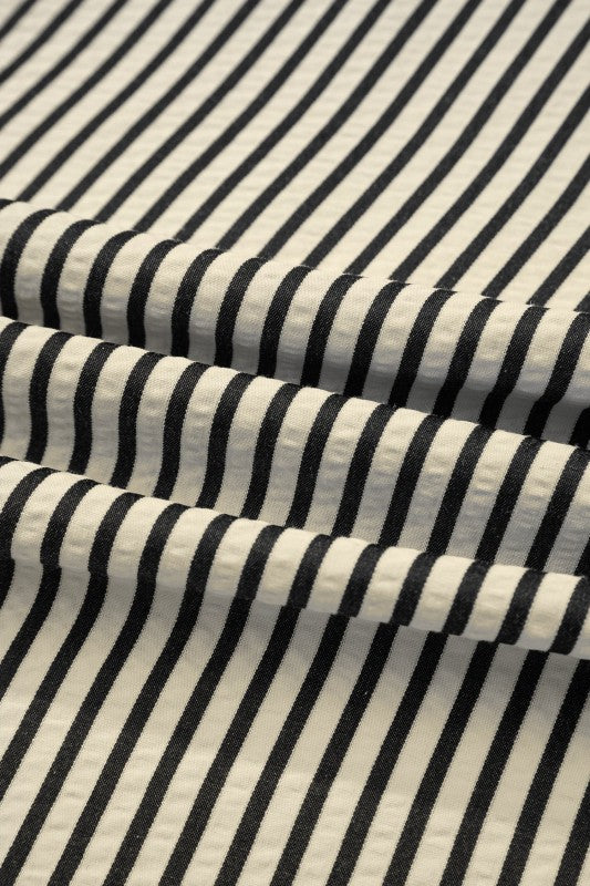 Stripe V-Neck Zip Front Midi Dress