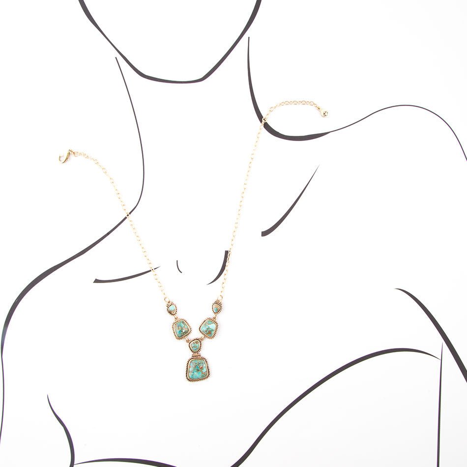 Blue Turquoise Adjustable 18 Inch Necklace Earth and Sky