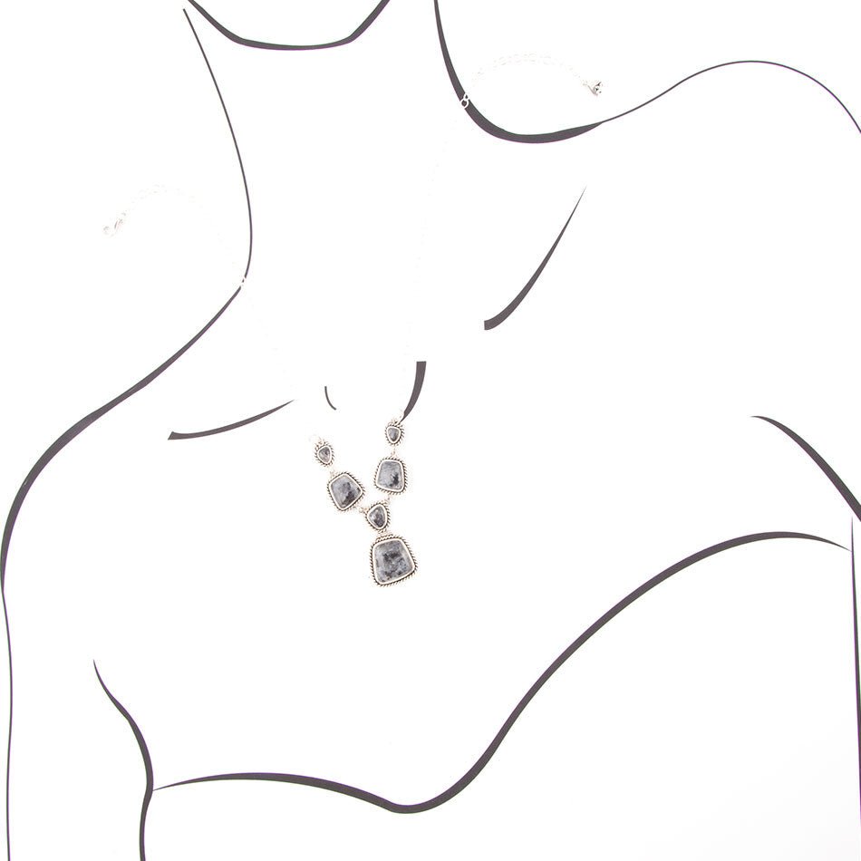 Labradorite Lariat Necklace Sterling Silver Earth and Sky