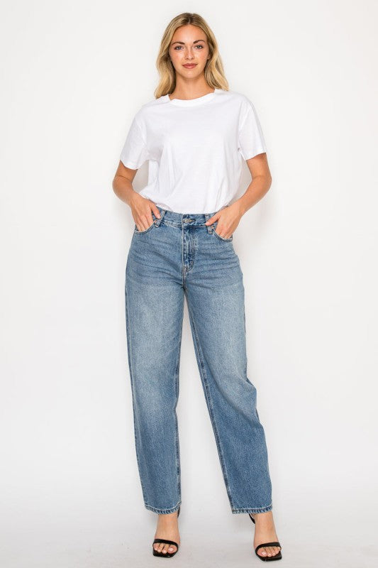 Unisex Tapered Baggy Jeans Mid Rise Relaxed Fit DAT1001BGM