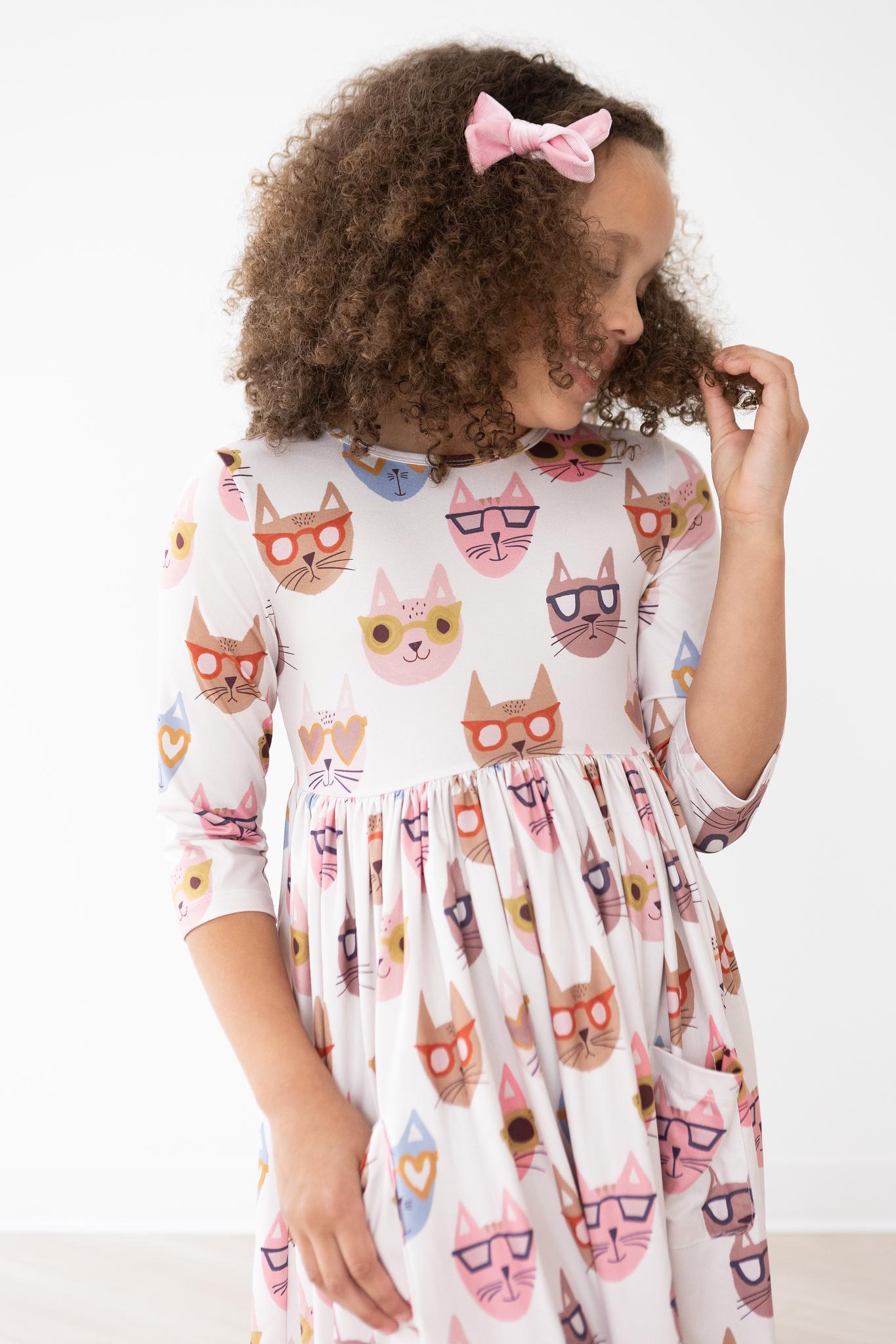 Cattitude 3/4 Sleeve Pocket Twirl Dress Mila & Rose