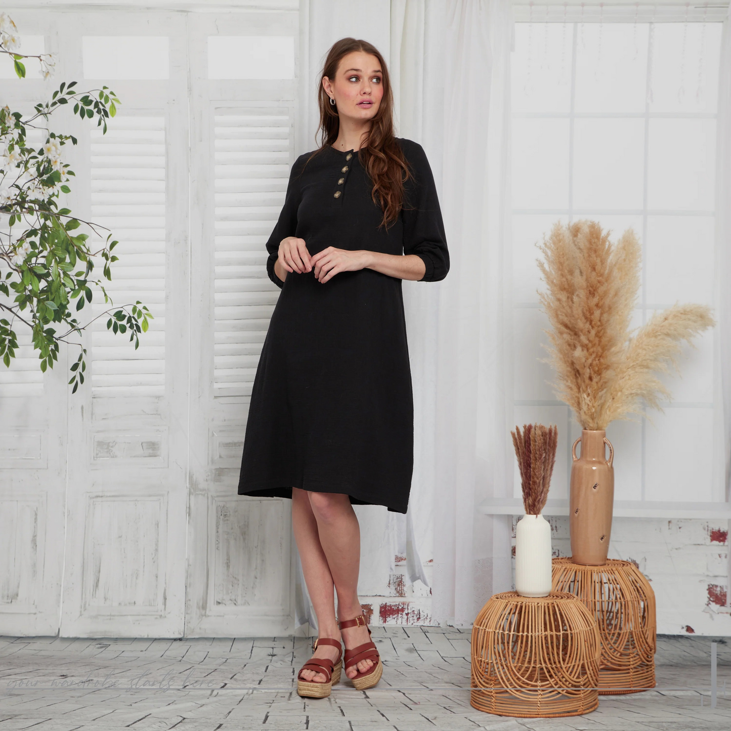 Eden Cotton Black Dress Cotton Dress Eden