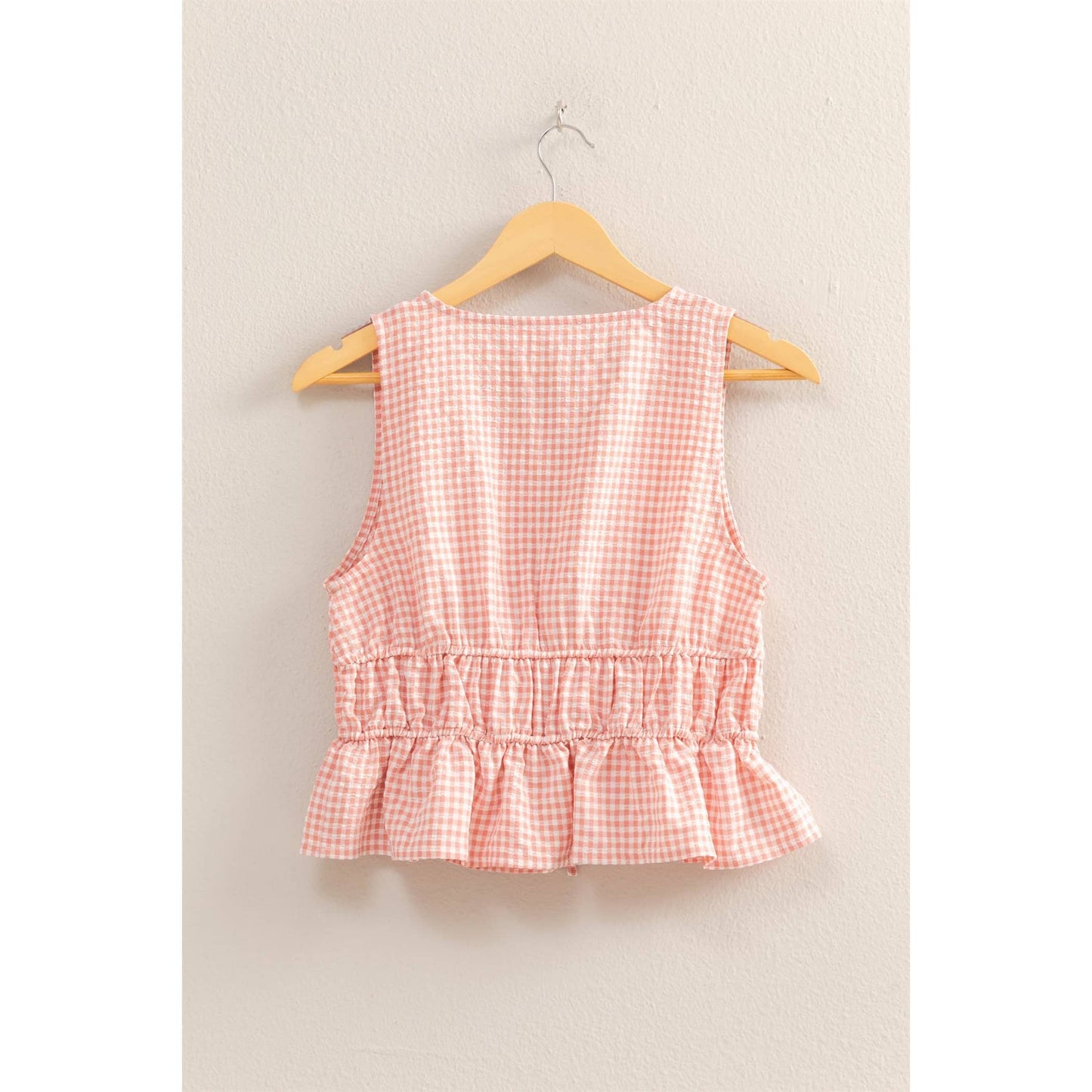 V-Neck Gingham Bow Detail Sleeveless Top Sweet Jude Boutique