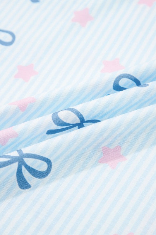 Stripe Bow and Star Lounge Set Soft 2-Piece Lounge Set