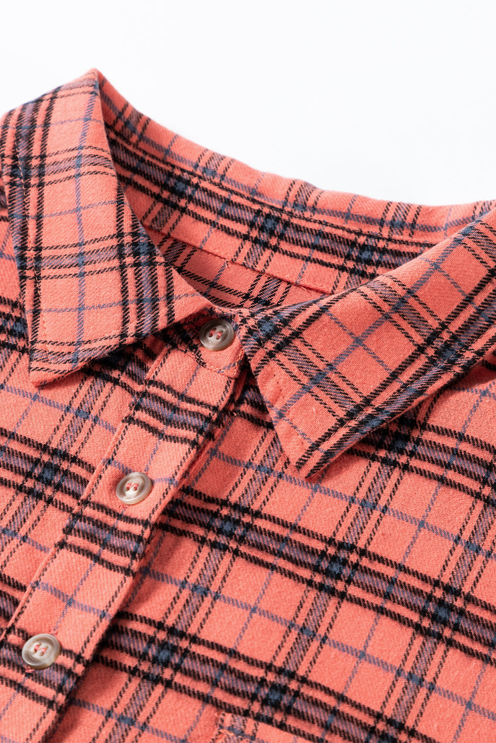 Red Plaid Distressed Hem Long Sleeve Shirt Shacket