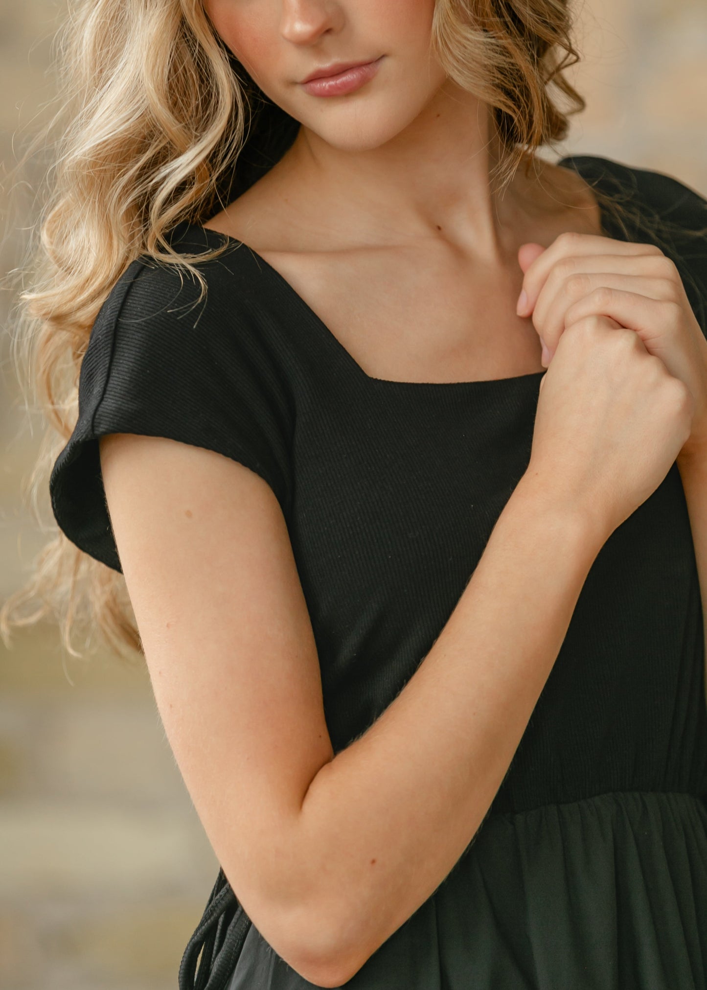 Eleanor Wide Strap Black A-line Maxi Dress