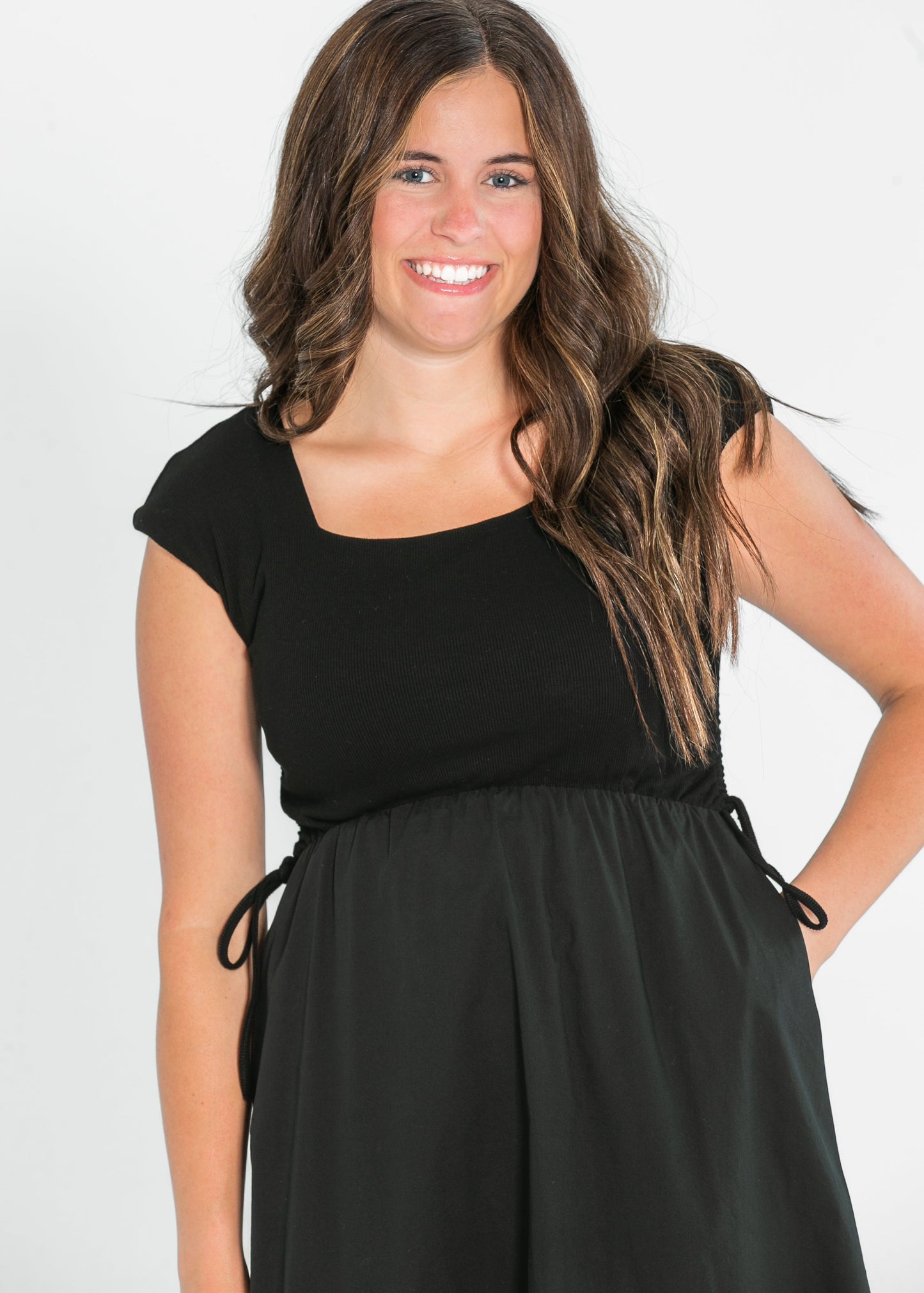 Eleanor Wide Strap Black A-line Maxi Dress