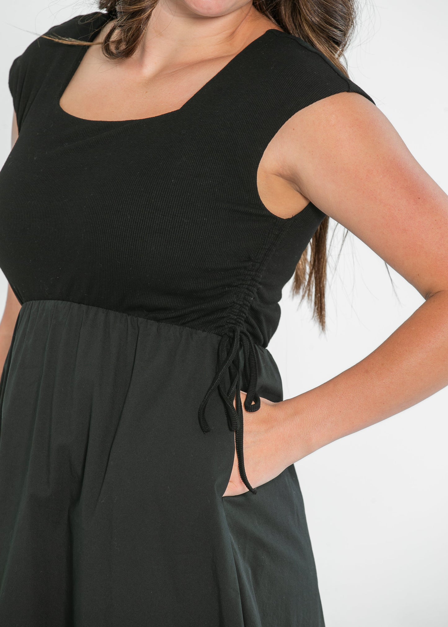 Eleanor Wide Strap Black A-line Maxi Dress