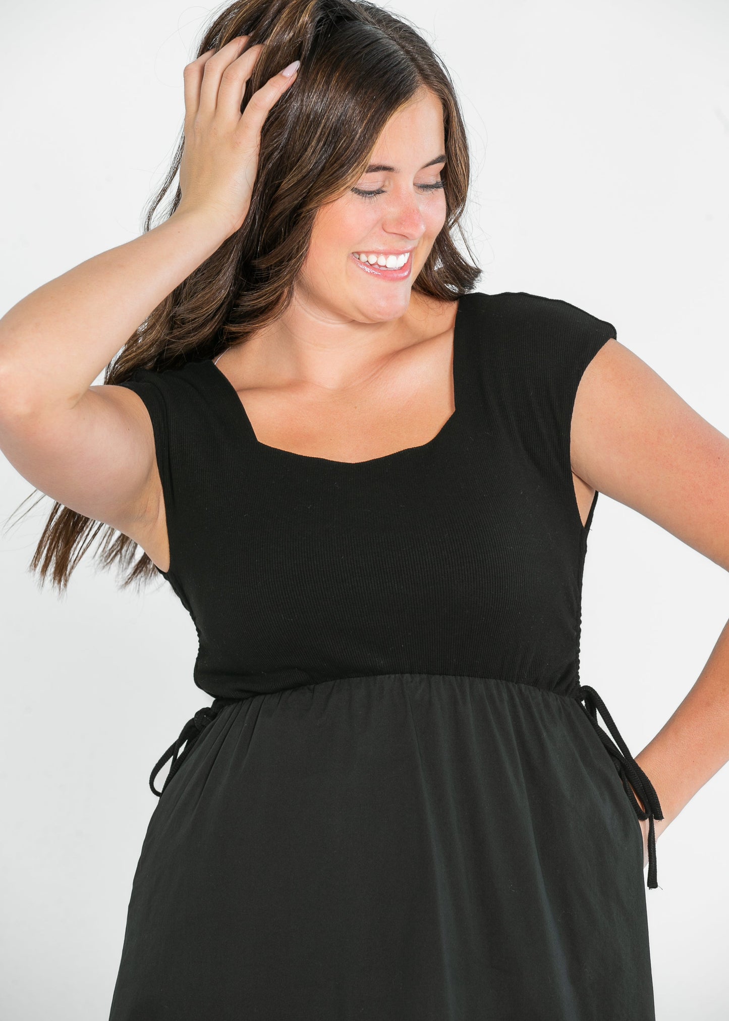 Eleanor Wide Strap Black A-line Maxi Dress