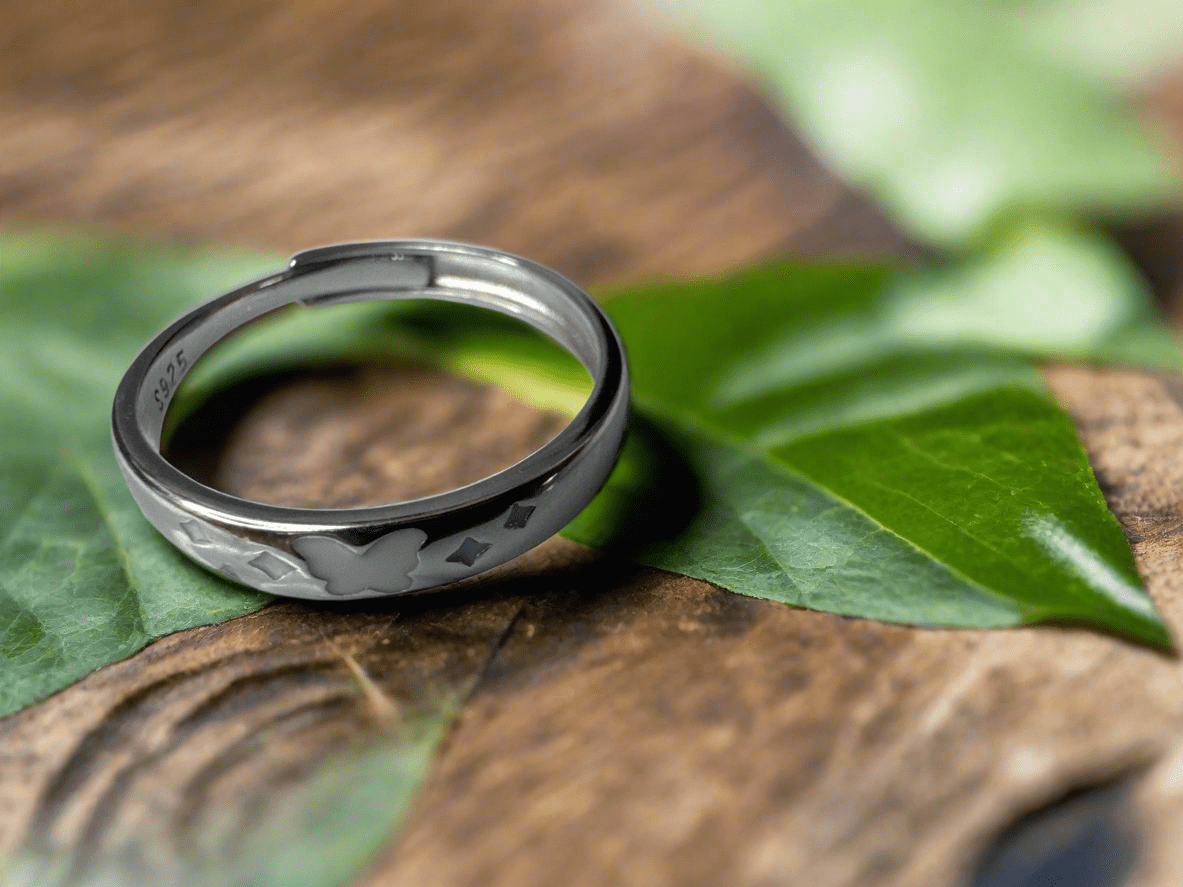 Butterfly Adjustable 925 Sterling Silver Ring Elegant Vintage Nature Jewelry