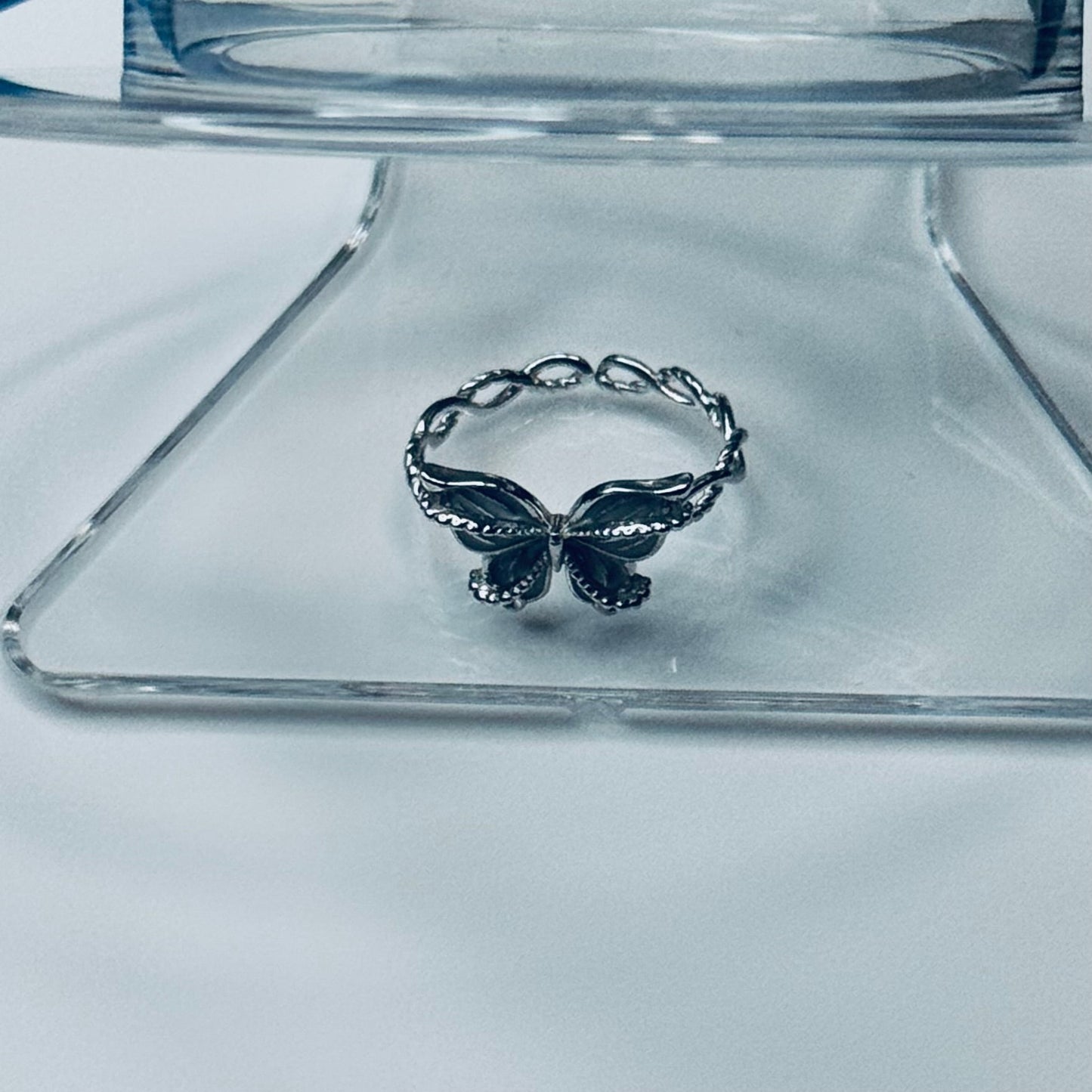 Butterfly Adjustable 925 Sterling Silver Ring Elegant Vintage Nature Jewelry