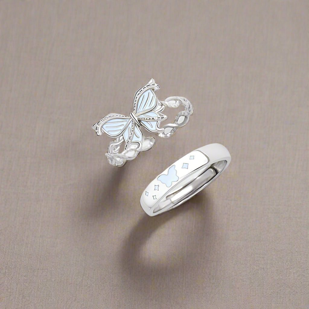 Butterfly Adjustable 925 Sterling Silver Ring Elegant Vintage Nature Jewelry