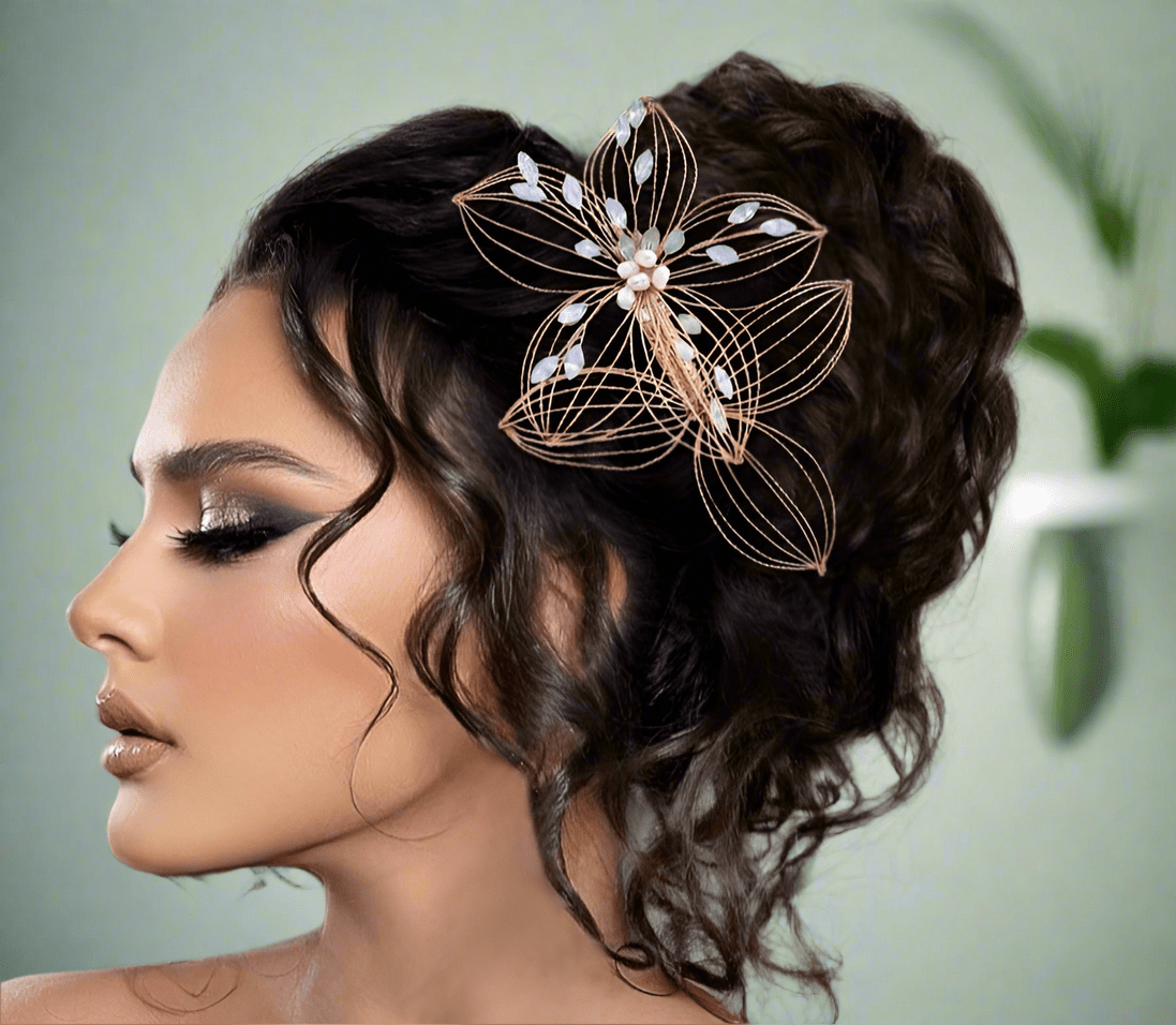 Antique Crystal Pearl Floral Hair Pin Bridal Hair Comb Elegant