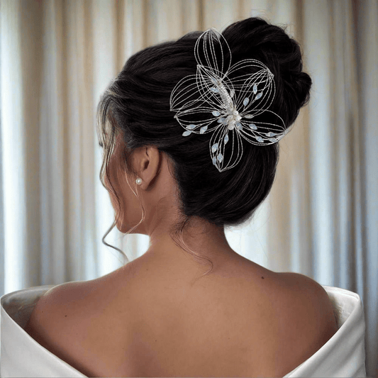 Antique Crystal Pearl Floral Hair Pin Bridal Hair Comb Elegant