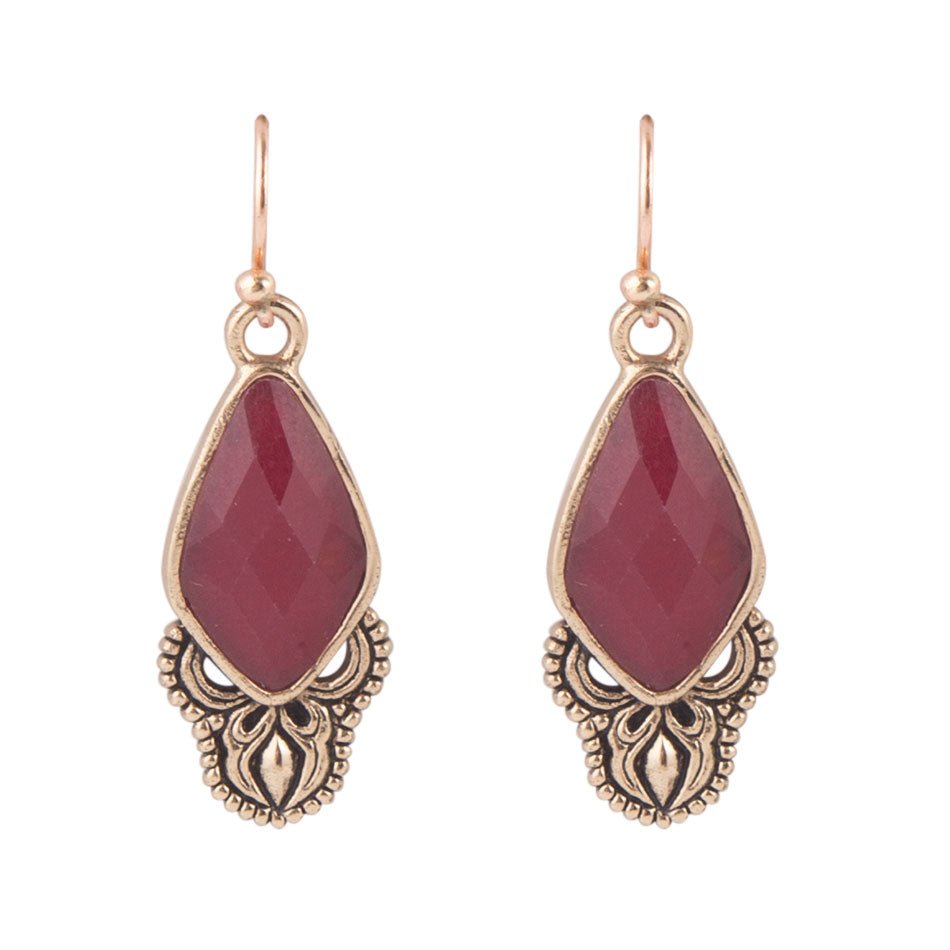 Bordeaux Quartz Faceted Earrings Elegant Barse Jewelry