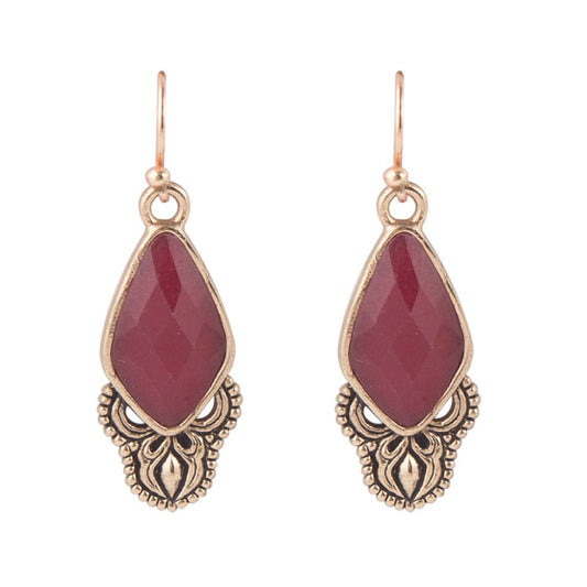 Bordeaux Quartz Faceted Earrings Elegant Barse Jewelry