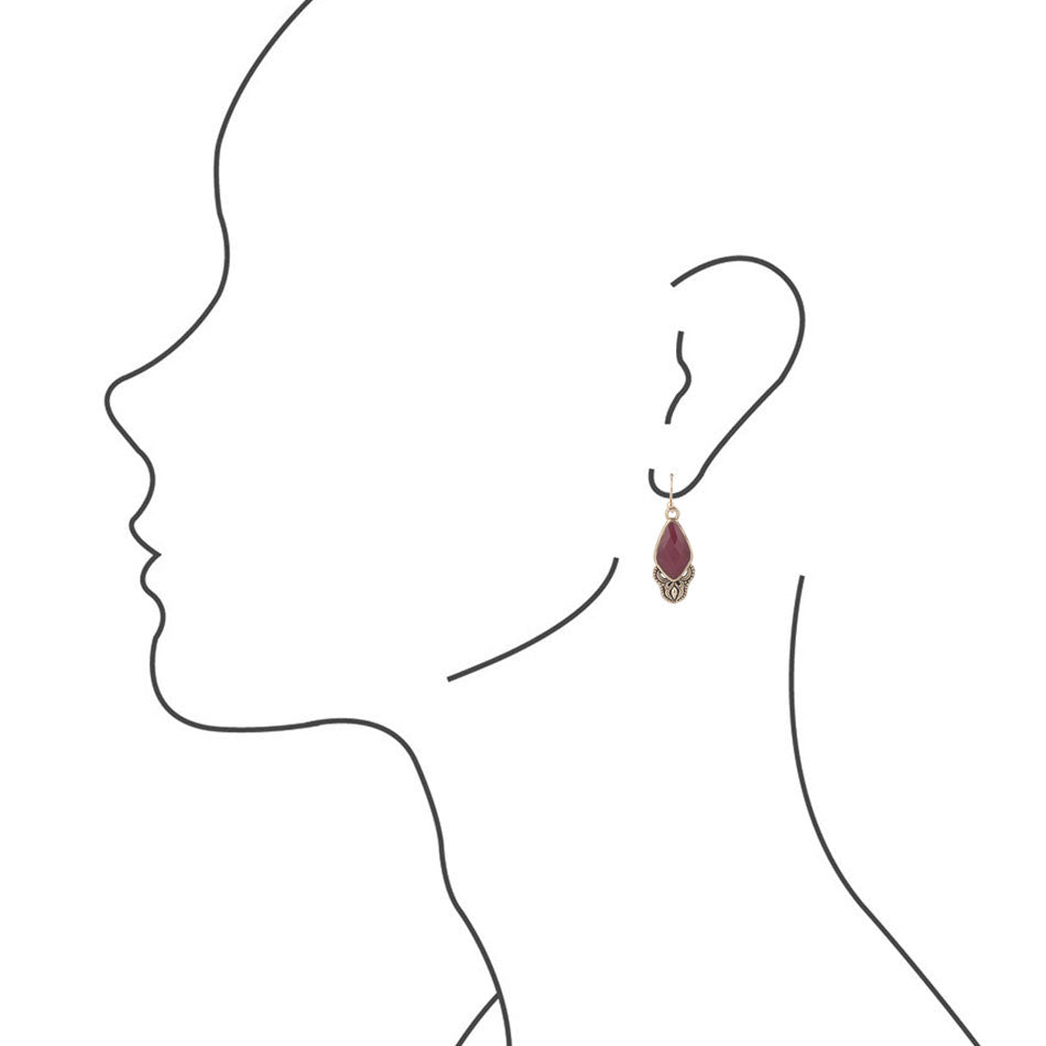Bordeaux Quartz Faceted Earrings Elegant Barse Jewelry