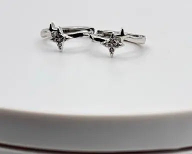 Double Star Hypoallergenic Hoop Earrings Celestial Silver Jewelry