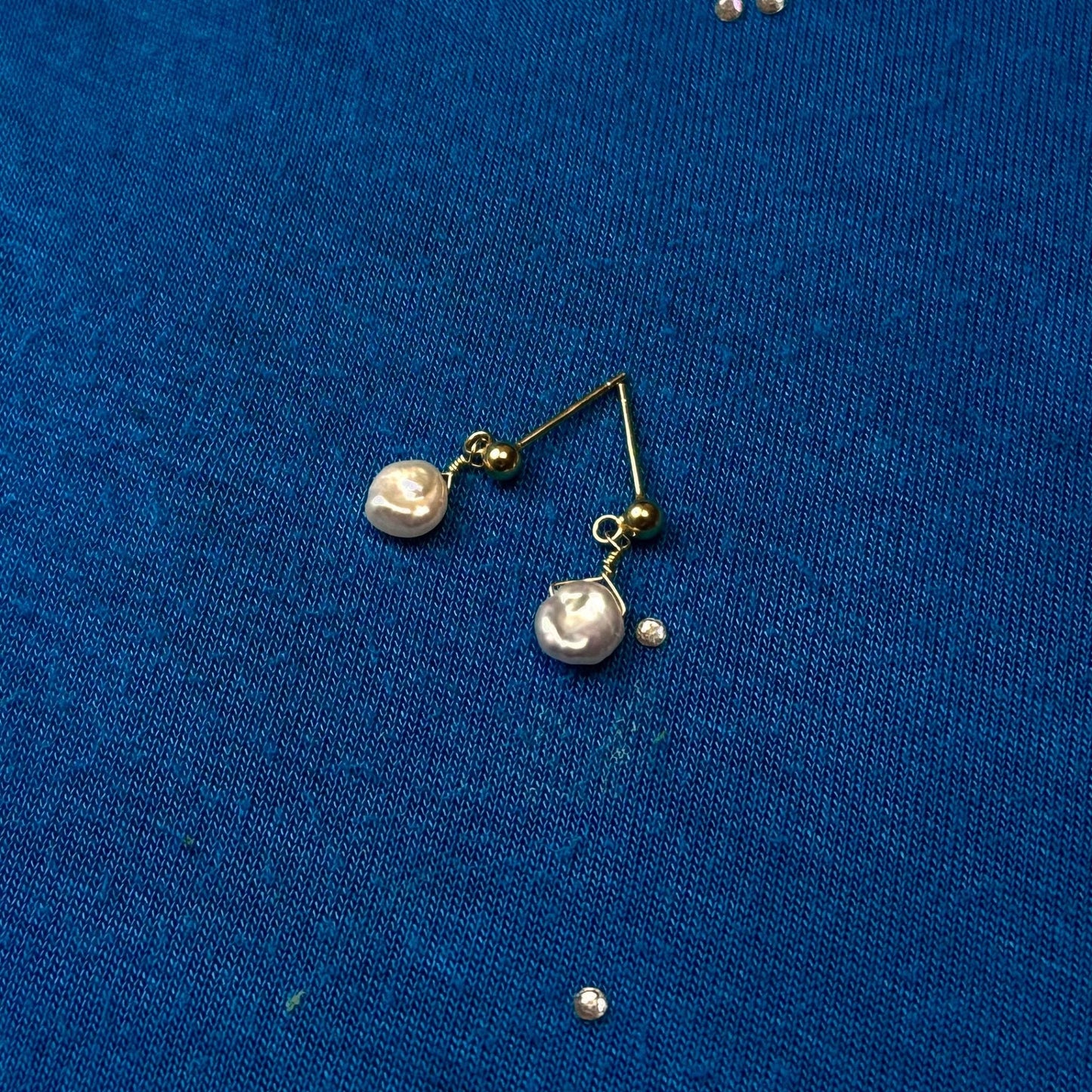 Gold-Plated Freshwater Pearl Drop Earrings Minimalist Jewelry Amtikiss Casuals