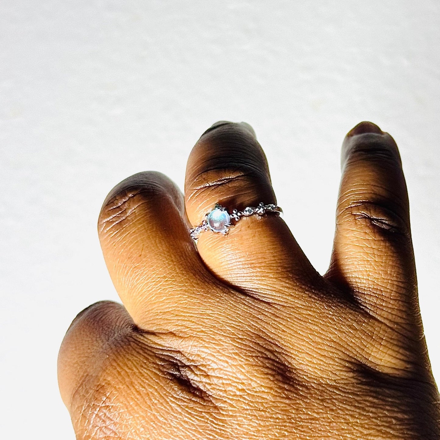 Moonstone Adjustable Butterfly Ring 925 Sterling Silver Elegant