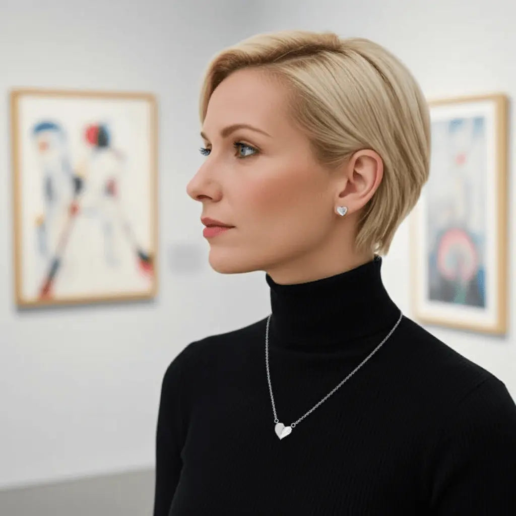 Symmetric Heart Pendant Stainless Steel Necklace Elegant Heart Pendant Jewelry