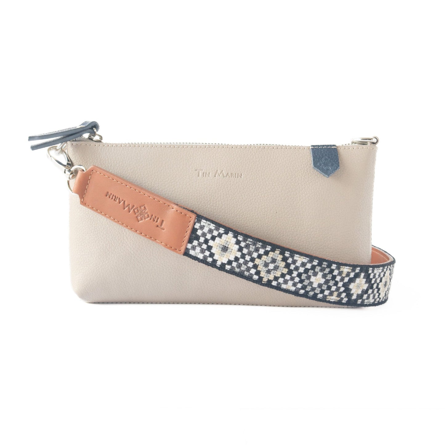 Mai Woven Black & White Leather Bag Strap Tin Marin