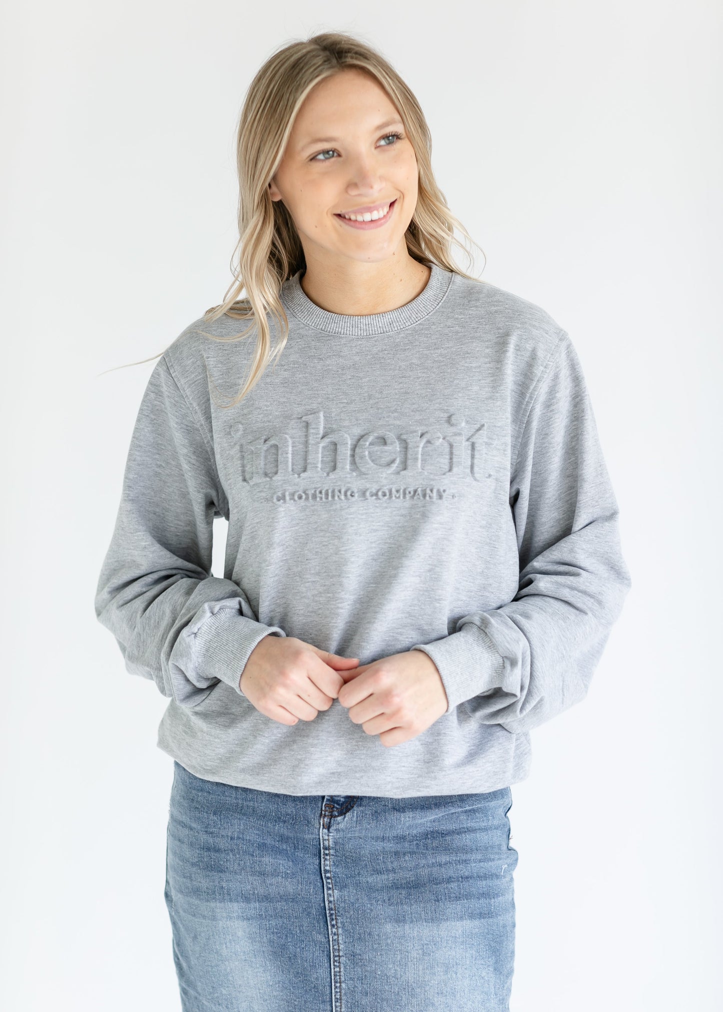 Embossed Inherit Logo Crewneck Sweatshirt Lightweight Crewneck Sweatshirt Inherit Co.