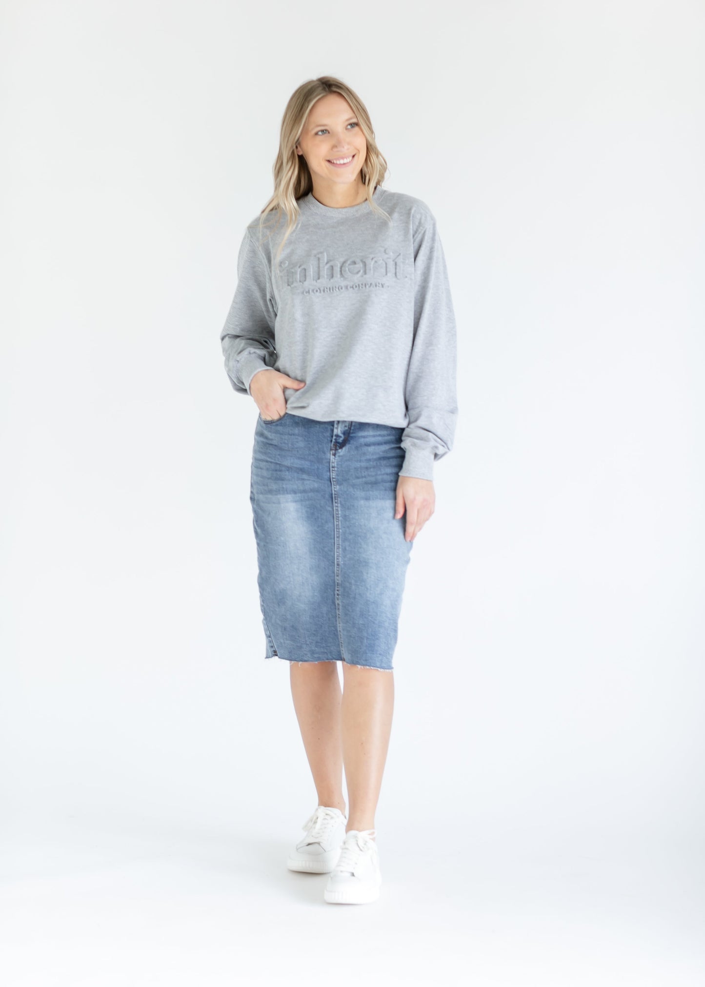 Embossed Inherit Logo Crewneck Sweatshirt Lightweight Crewneck Sweatshirt Inherit Co.
