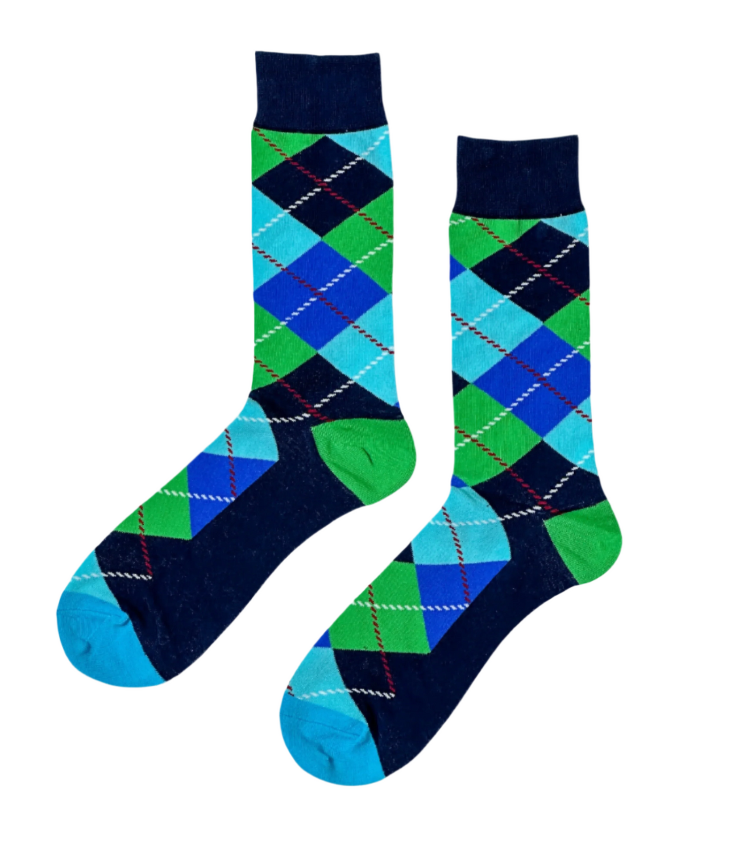 Emerald Ocean Argyle Bold Blue Green Socks ModSoles