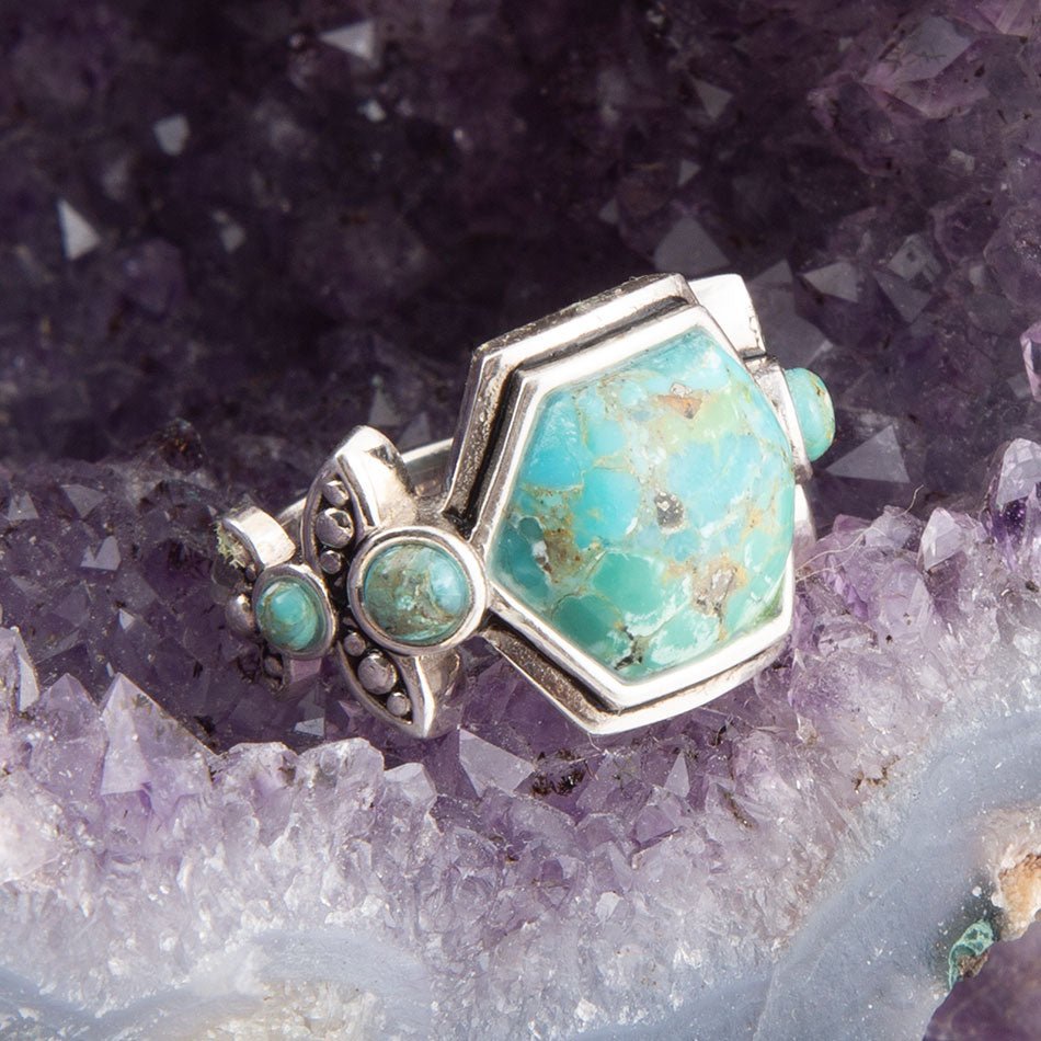 Blue Turquoise Ring Sterling Silver Emile