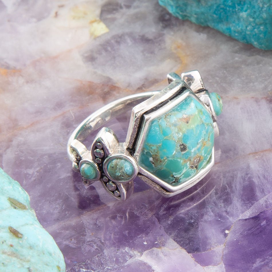 Blue Turquoise Ring Sterling Silver Emile