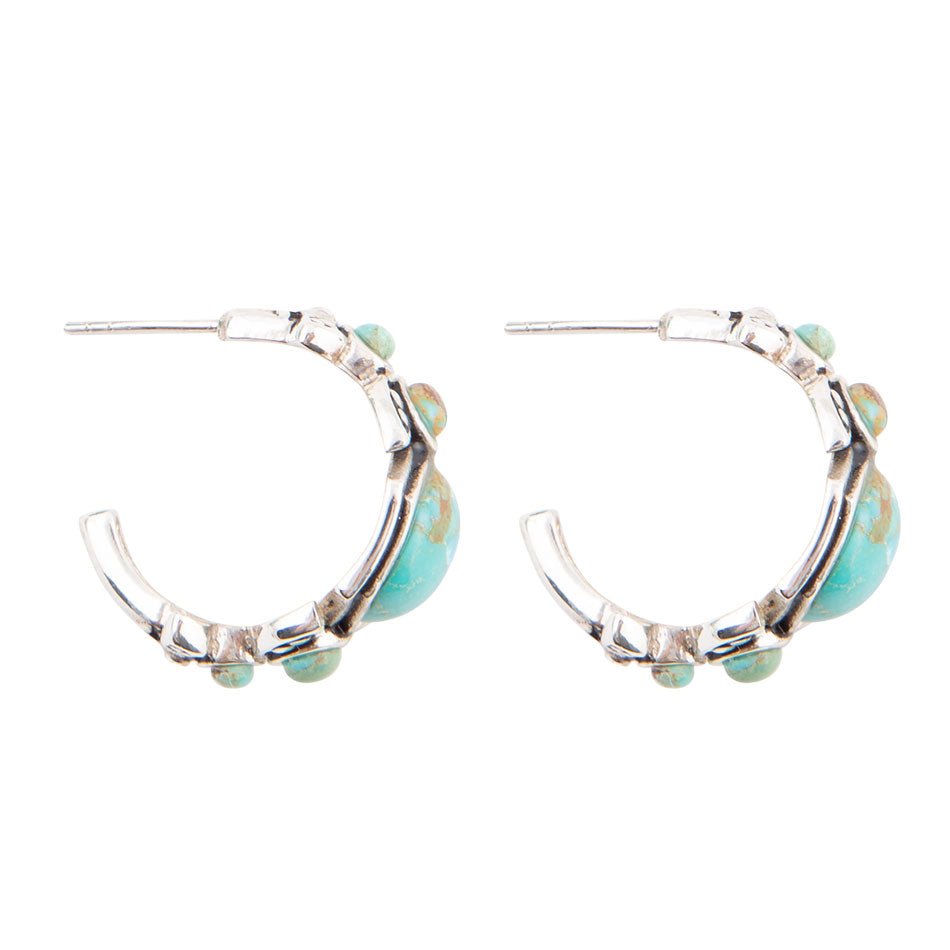 Blue Turquoise Sterling Silver Hoop Earrings Emile