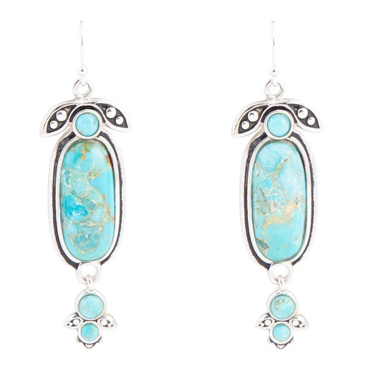 Blue Turquoise Sterling Silver Dangle Earrings Emile