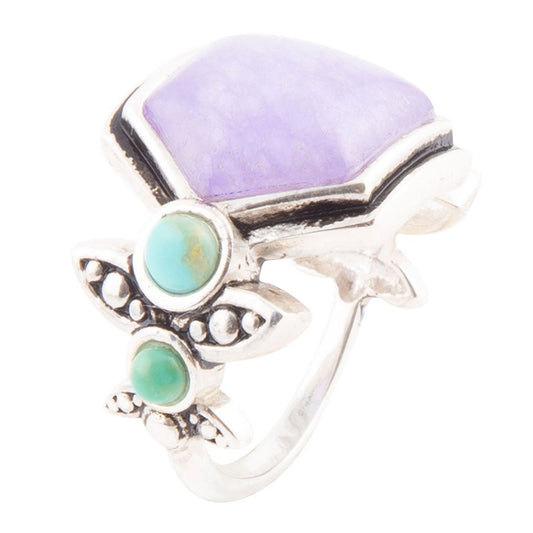 Purple Quartz Blue Turquoise Sterling Silver Ring Emile