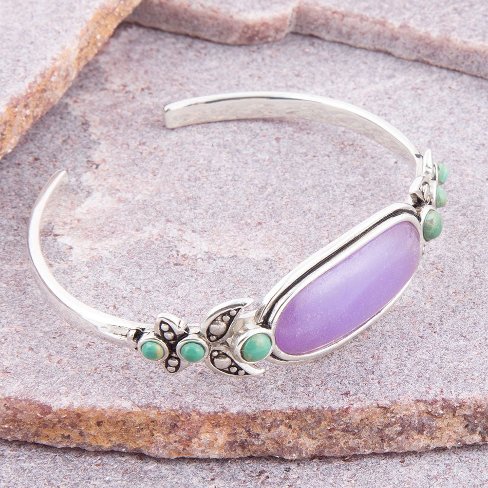 Purple Quartz Oval Sterling Silver Cuff Bracelet Emile
