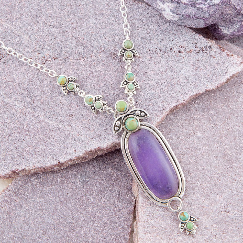 Purple Quartz Adjustable Pendant Necklace Sterling Silver Emile