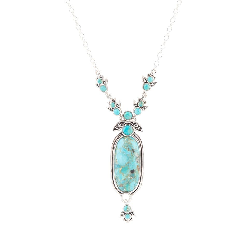 Sterling Silver Blue Turquoise Pendant Necklace Emile