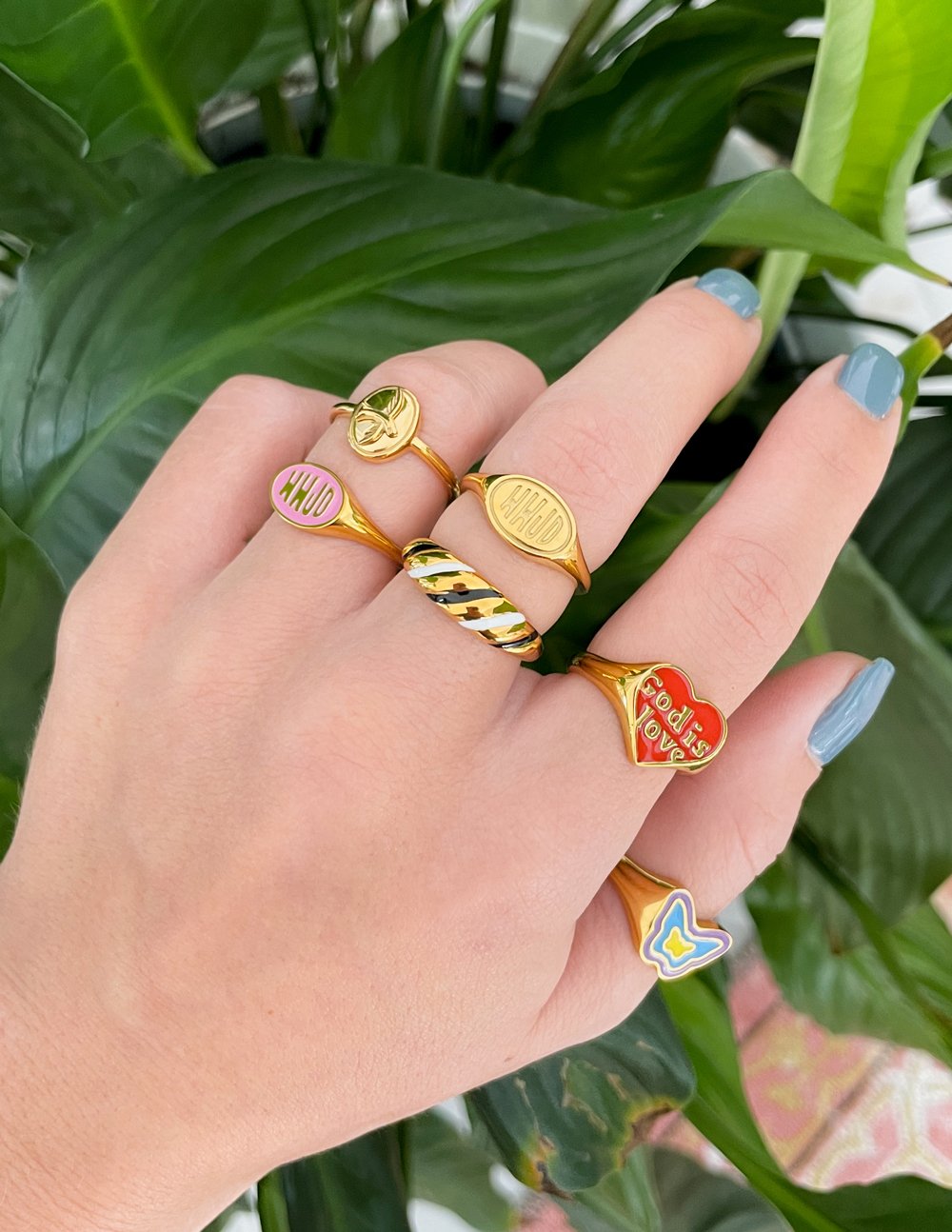 Enamel Croissant Ring Enamel Ring Elevated Faith
