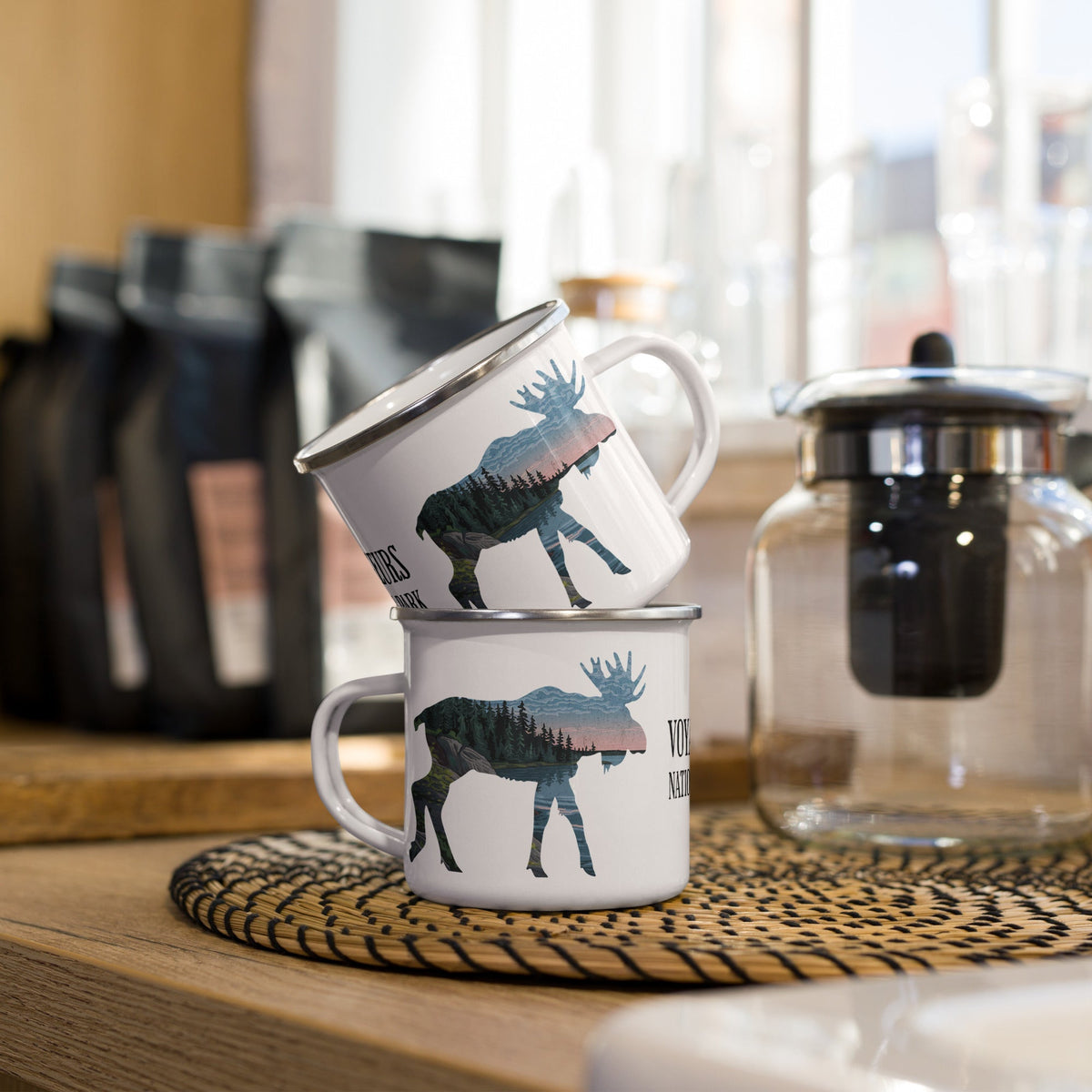 Durable Enamel Camp Mug 12oz Voyageurs National Park Moose