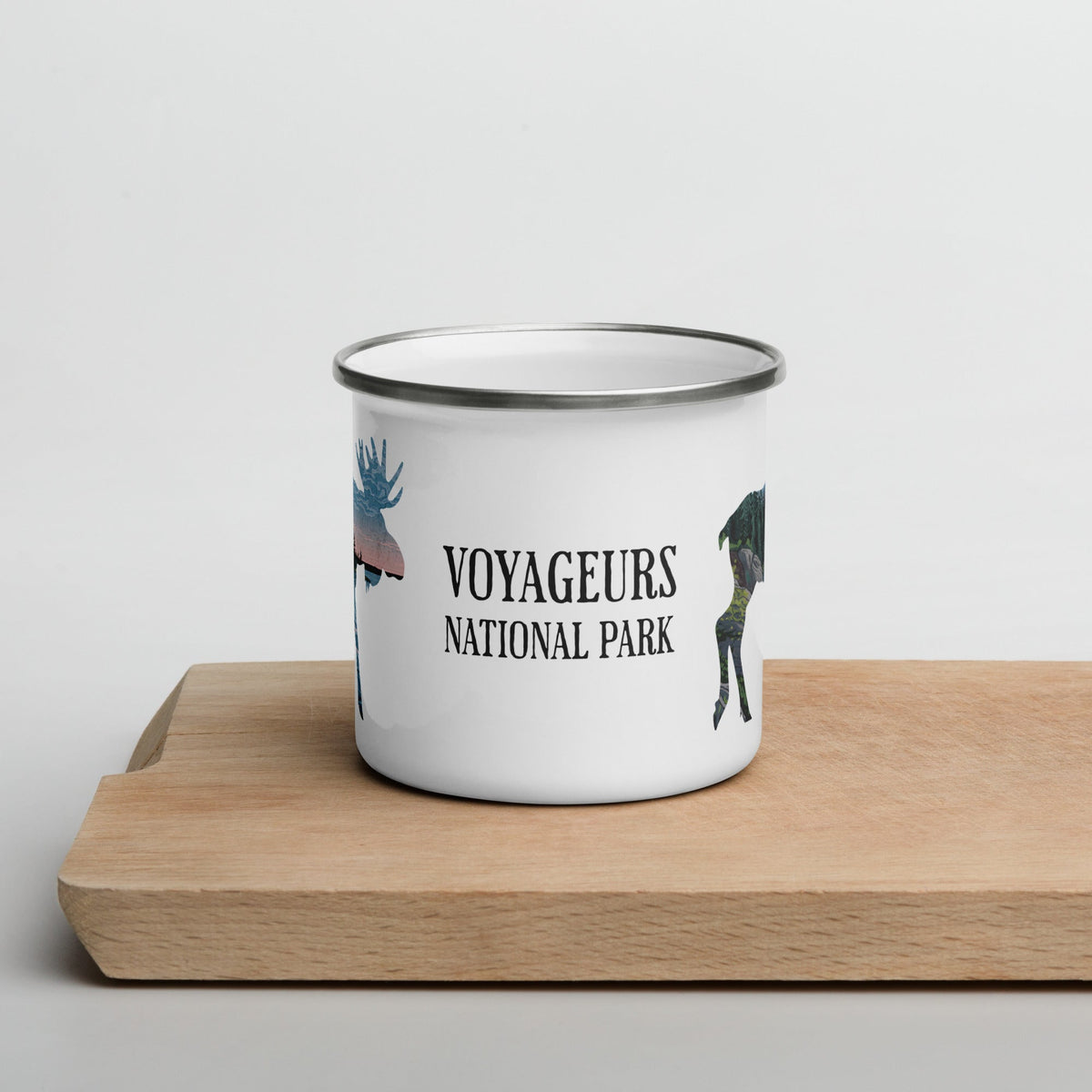 Durable Enamel Camp Mug 12oz Voyageurs National Park Moose