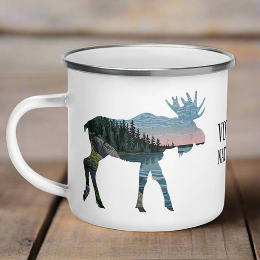Durable Enamel Camp Mug 12oz Voyageurs National Park Moose